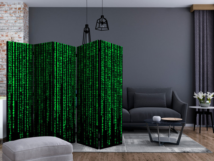 Room Divider Digital Rain II (5-piece) - abstraction in letters reminiscent of the matrix 133284 additionalImage 4