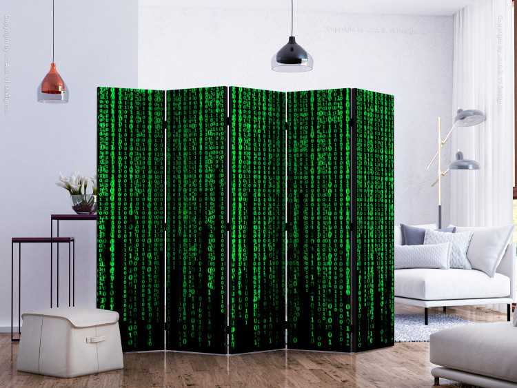 Room Divider Digital Rain II (5-piece) - abstraction in letters reminiscent of the matrix 133284 additionalImage 2