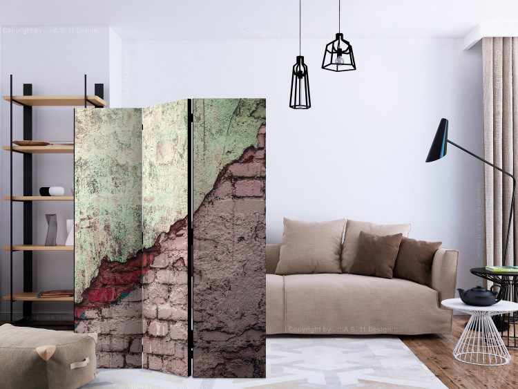 Folding Screen Stone Duo (3-piece) - composition with brick texture background 133484 additionalImage 4