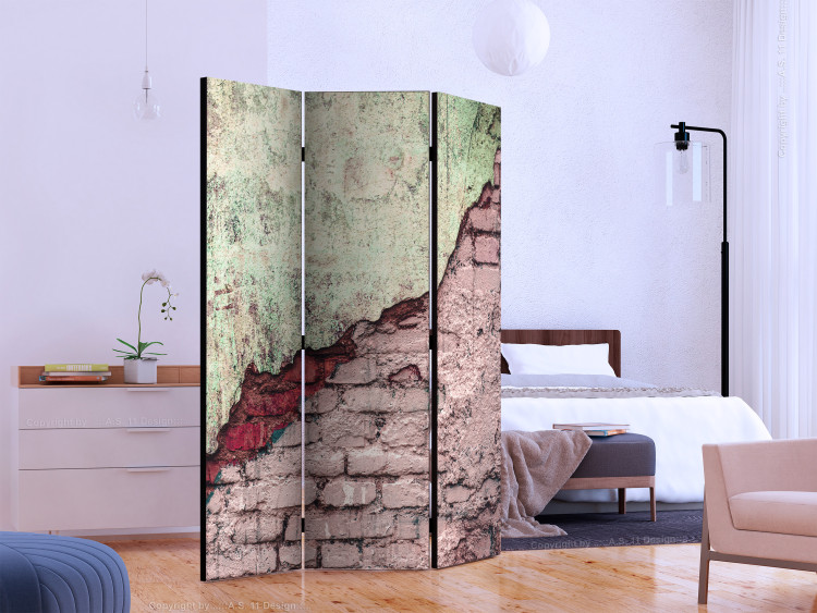 Folding Screen Stone Duo (3-piece) - composition with brick texture background 133484 additionalImage 2