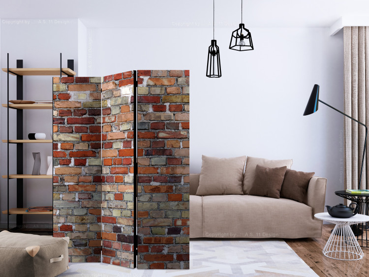 Room Divider Screen Urban Brick - texture resembling a wall of orange bricks 133584 additionalImage 4