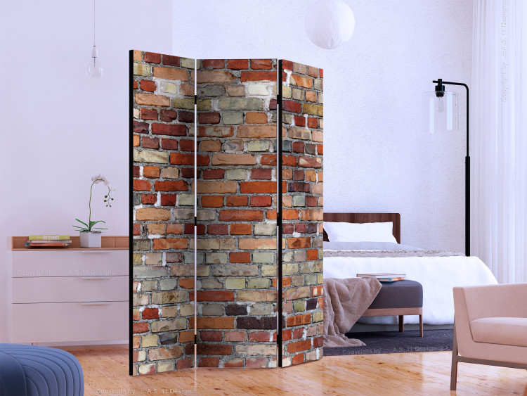 Room Divider Screen Urban Brick - texture resembling a wall of orange bricks 133584 additionalImage 2
