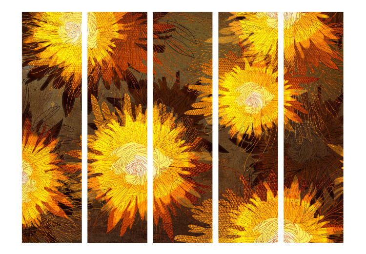 Room Divider Screen Sunflower Dance II - sunflower flowers on a contrasting background 133884 additionalImage 3