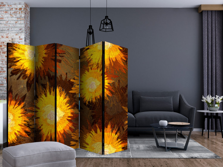 Room Divider Screen Sunflower Dance II - sunflower flowers on a contrasting background 133884 additionalImage 4