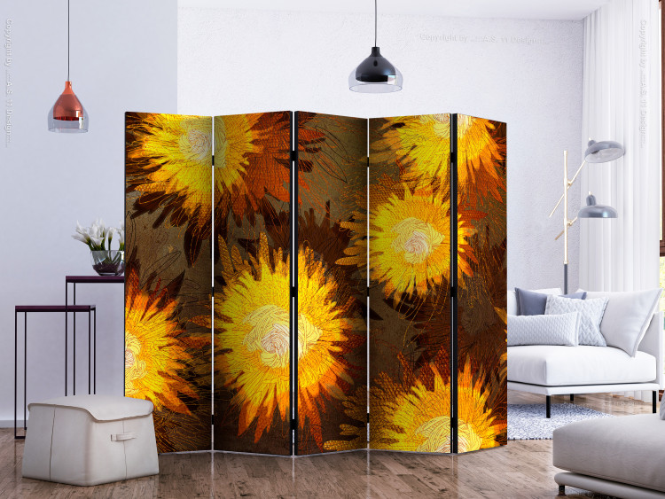 Room Divider Screen Sunflower Dance II - sunflower flowers on a contrasting background 133884 additionalImage 2