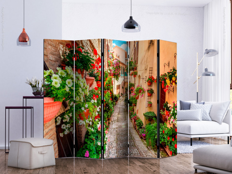 Room Divider Alley in Umbria II - street in Italy with architecture and flowers 133984 additionalImage 2