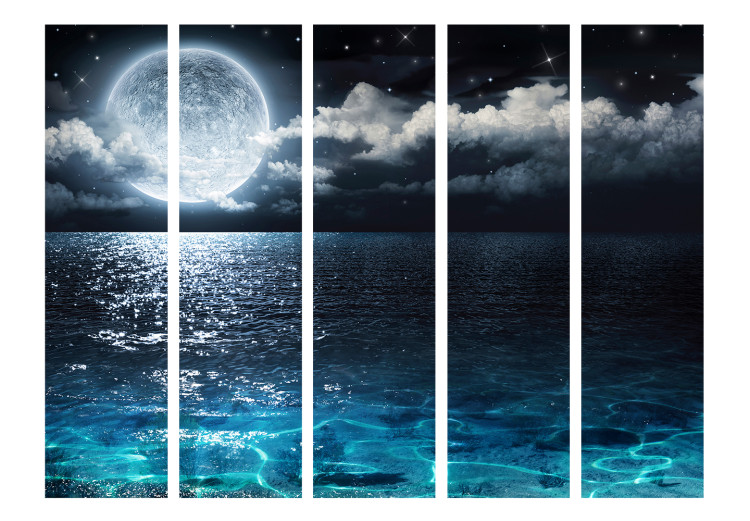Room Divider Blue Lagoon II - nighttime ocean landscape with a fantasy moon 134084 additionalImage 3
