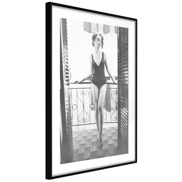 Poster Petite Woman - black and white photograph of a slender woman on a balcony 134184 additionalImage 8