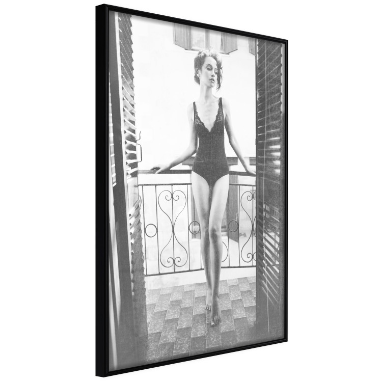 Poster Petite Woman - black and white photograph of a slender woman on a balcony 134184 additionalImage 13