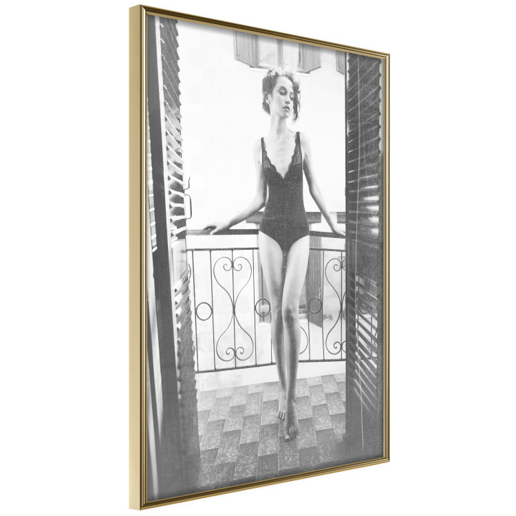 Poster Petite Woman - black and white photograph of a slender woman on a balcony 134184 additionalImage 12