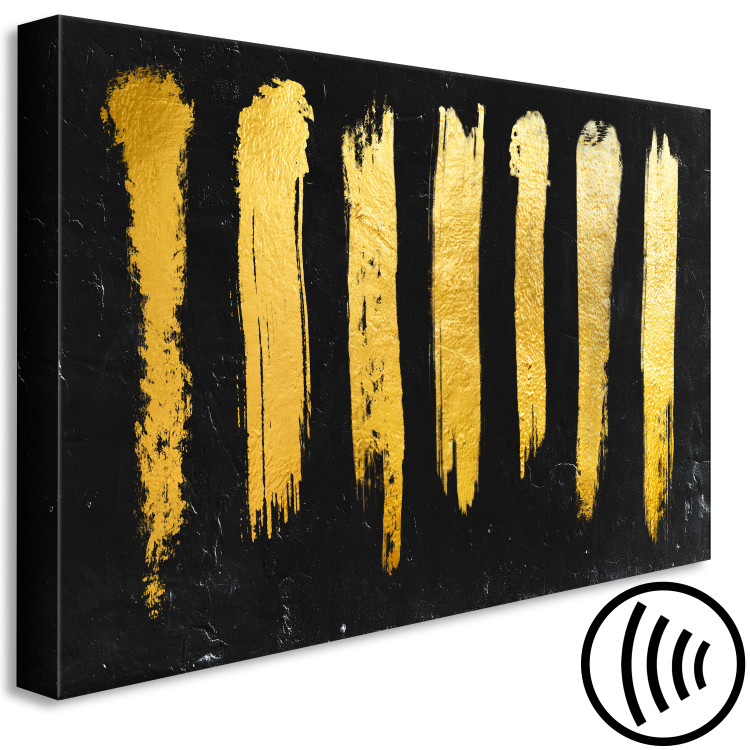 Canvas Golden brush lines - modern abstraction on black background 134384 additionalImage 6