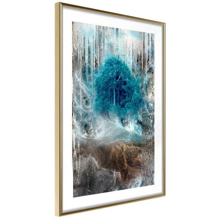 Poster Sanctuary - abstract forest landscape with a turquoise tree in the center 134584 additionalImage 7
