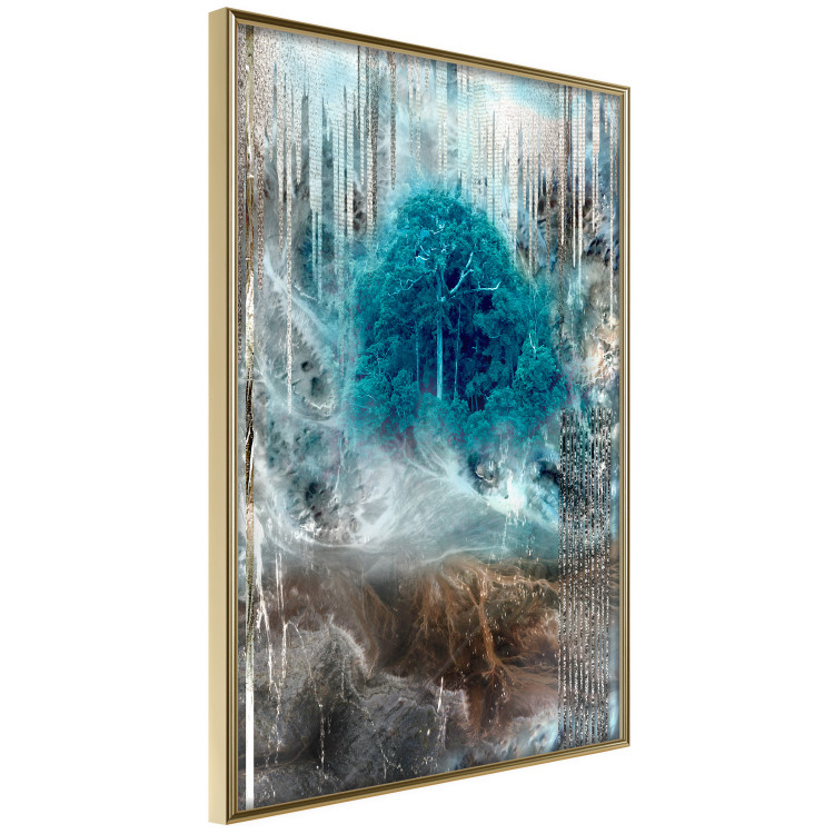 Poster Sanctuary - abstract forest landscape with a turquoise tree in the center 134584 additionalImage 12