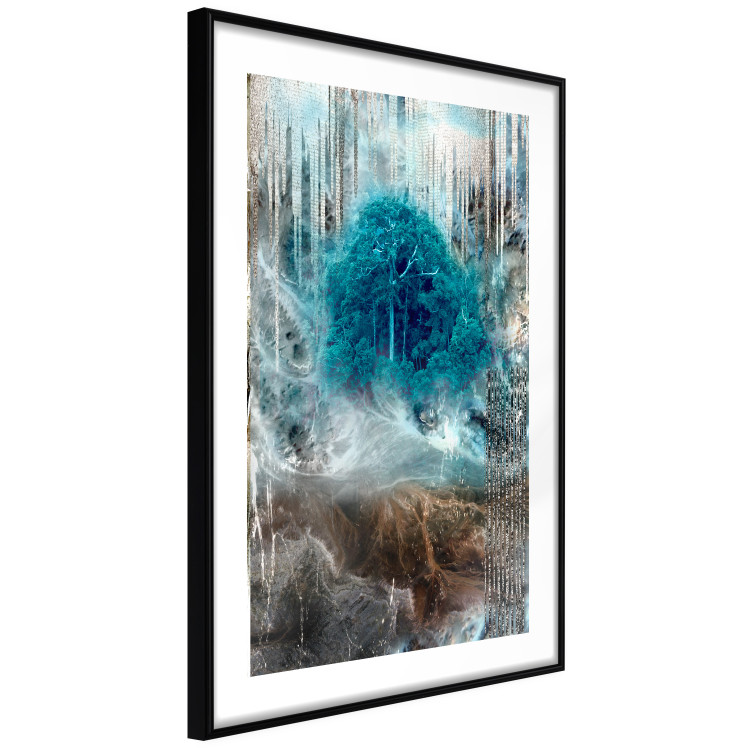 Poster Sanctuary - abstract forest landscape with a turquoise tree in the center 134584 additionalImage 6
