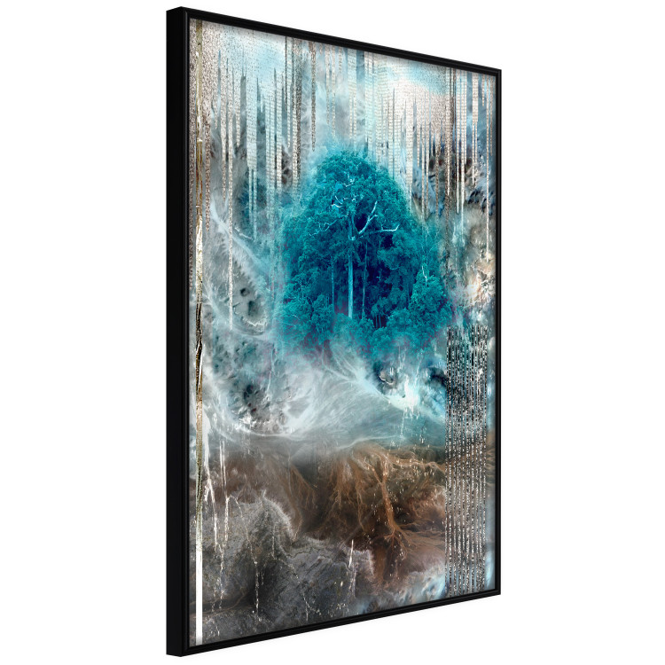 Poster Sanctuary - abstract forest landscape with a turquoise tree in the center 134584 additionalImage 11
