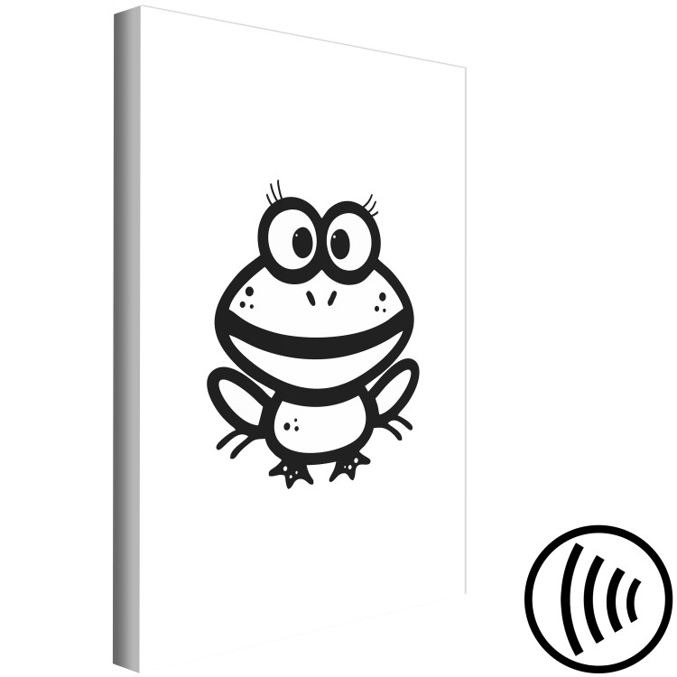 Canvas Art Print Little frog - drawing image of a smiling amphibian in black and white 135184 additionalImage 6