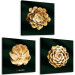 Canvas Precious Succulents (3-piece) - golden flowers in glamour motif 135384 additionalThumb 2