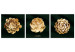 Canvas Precious Succulents (3-piece) - golden flowers in glamour motif 135384