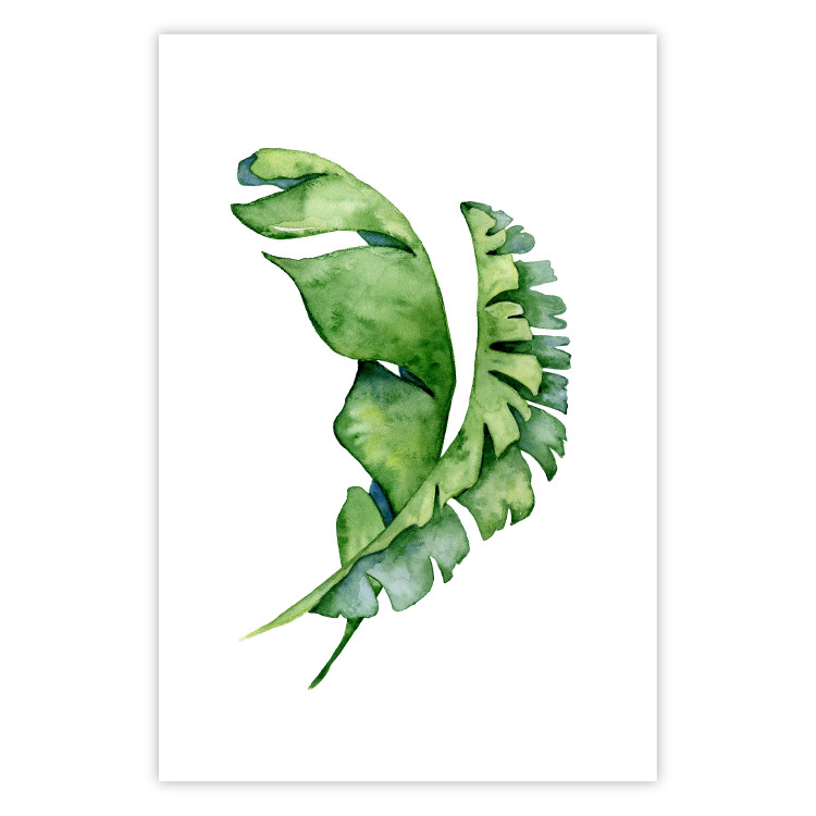 Wall Poster Intertwined Leaves - watercolor composition with green foliage on white 136384