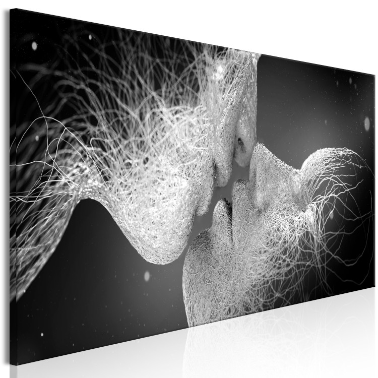 Canvas Art Print Unearthly kiss - Modern black and white abstraction 137184 additionalImage 2