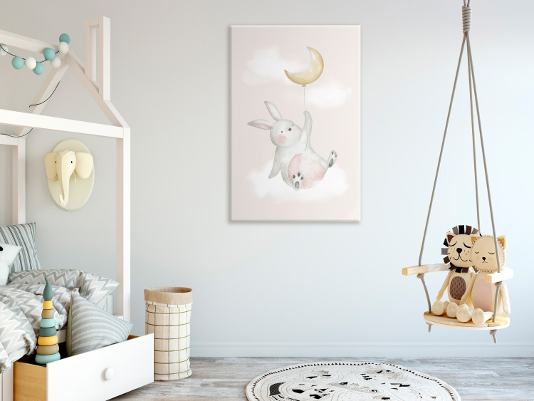Canvas Print Bunny with Balloon (1-piece) Vertical - composition for children 143484 additionalImage 3