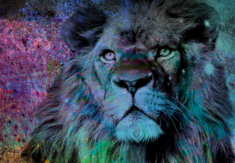 Canvas Art Print Majestic Lion (1-piece) - wild cat and colorful abstraction 144584 additionalImage 4