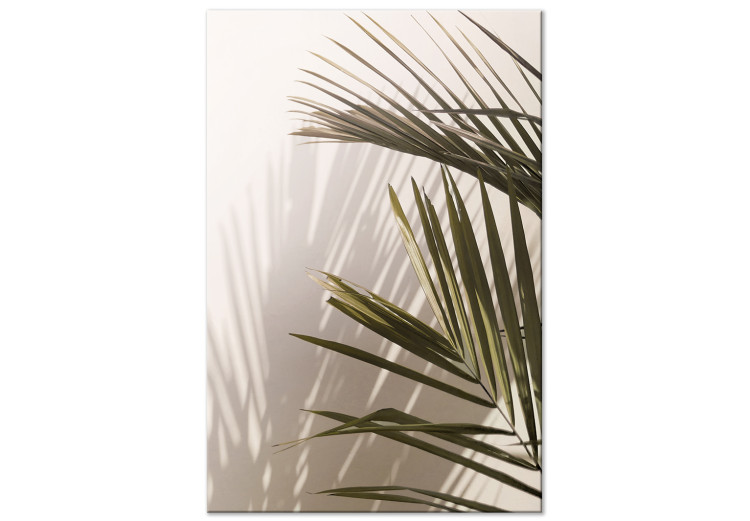 Canvas Print Palm Leaves (1-piece) - landscape with green plants on a light background 145284