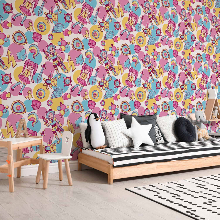 Modern Wallpaper Kawaii - Colorful Characters from an Animated Fairy Tale on a Colored Background 146384 additionalImage 9