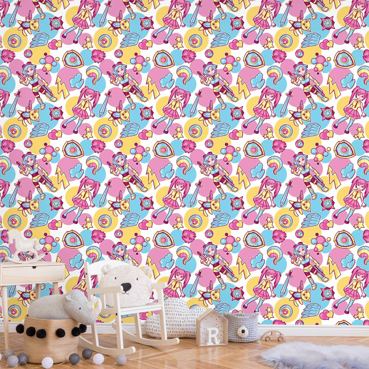 Modern Wallpaper Kawaii - Colorful Characters from an Animated Fairy Tale on a Colored Background 146384 additionalImage 10