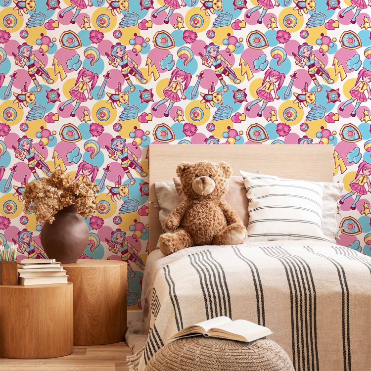 Modern Wallpaper Kawaii - Colorful Characters from an Animated Fairy Tale on a Colored Background 146384 additionalImage 5