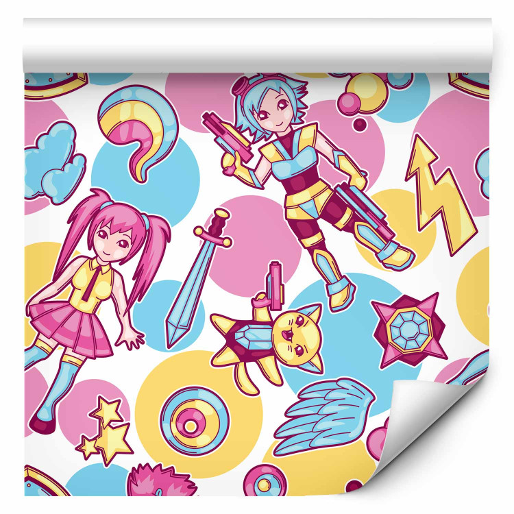 Modern Wallpaper Kawaii - Colorful Characters from an Animated Fairy Tale on a Colored Background 146384 additionalImage 1