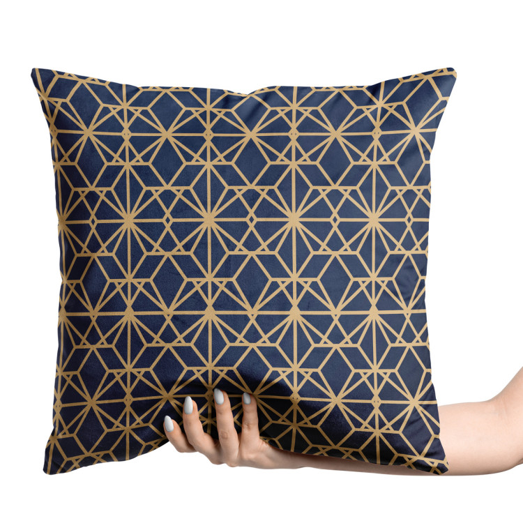 Decorative Velor Pillow Crystal vault - a geometric gold pattern in art deco style 147084 additionalImage 2
