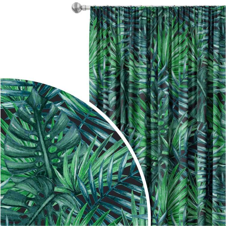 Decorative Curtain Palms and leaves - botanical composition, monstera in shades of green 147684