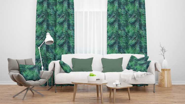 Decorative Curtain Palms and leaves - botanical composition, monstera in shades of green 147684 additionalImage 4