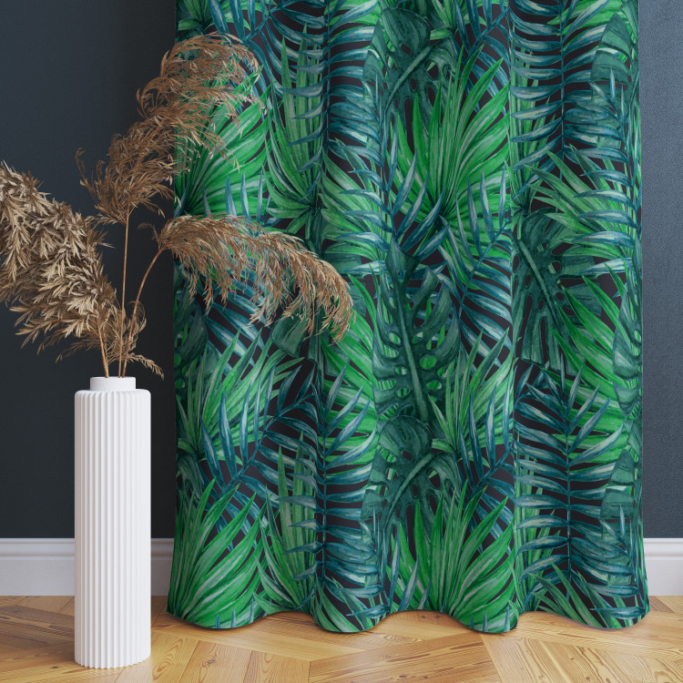 Decorative Curtain Palms and leaves - botanical composition, monstera in shades of green 147684 additionalImage 7