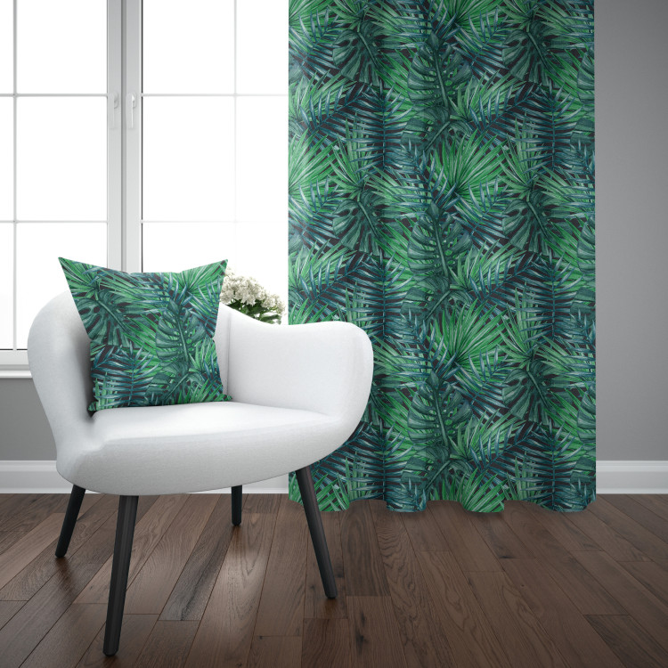 Decorative Curtain Palms and leaves - botanical composition, monstera in shades of green 147684 additionalImage 2