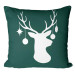 Decorative Microfiber Pillow Christmas antlers - reindeer with baubles on a bottle green background microfiber  148484