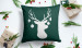 Decorative Microfiber Pillow Christmas antlers - reindeer with baubles on a bottle green background microfiber  148484 additionalThumb 2