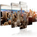 Canvas Art Print Gray Skyscrapers (5-piece) - New York City and sunrise over the city 149084 additionalThumb 2