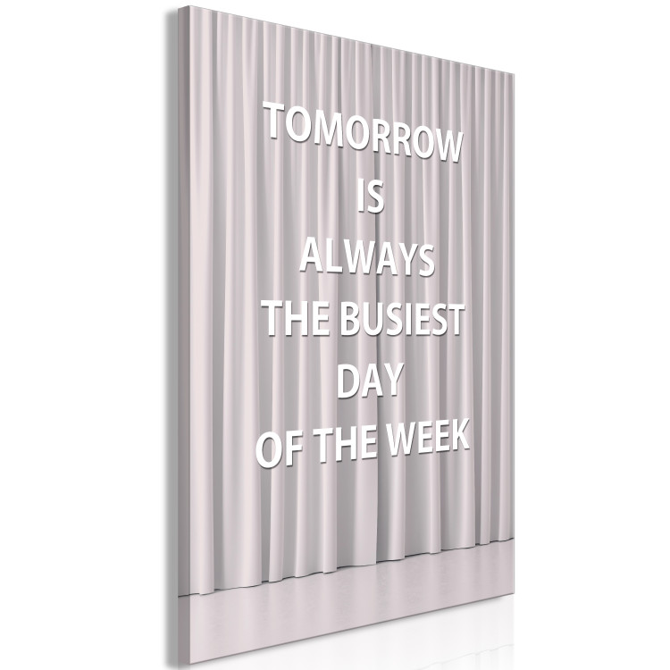 Canvas Print English Quote (1-piece) - white text and pink curtain in the background 149684 additionalImage 2