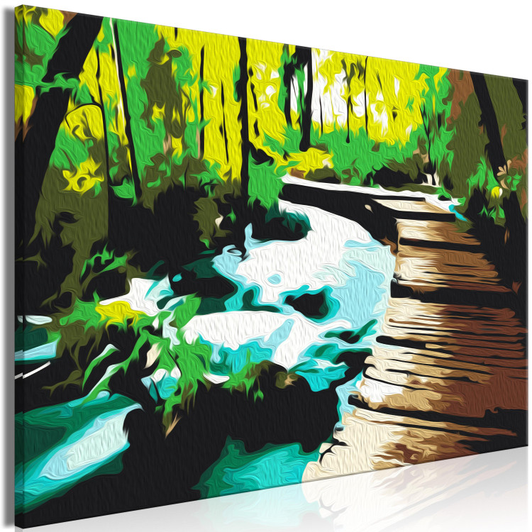 Paint by Number Kit Forest Footbridge - Wooden Road Among the Stream and Trees 149784 additionalImage 4