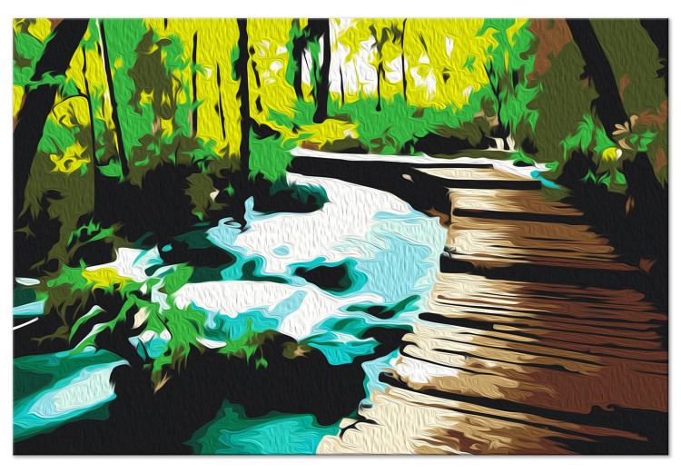 Paint by Number Kit Forest Footbridge - Wooden Road Among the Stream and Trees 149784 additionalImage 5