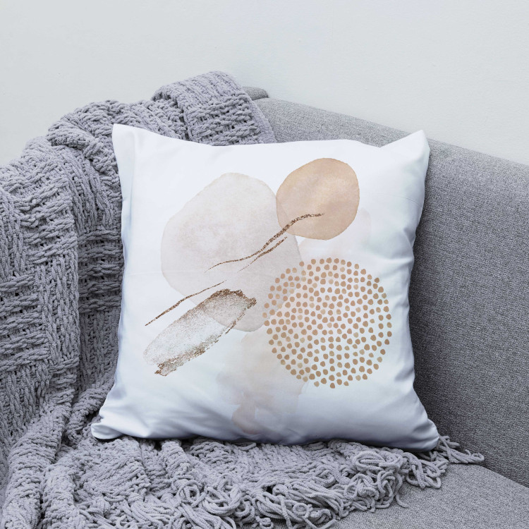 Decorative Microfiber Pillow Beige Shapes - A Subdued Composition With Watercolor Forms 151384 additionalImage 3