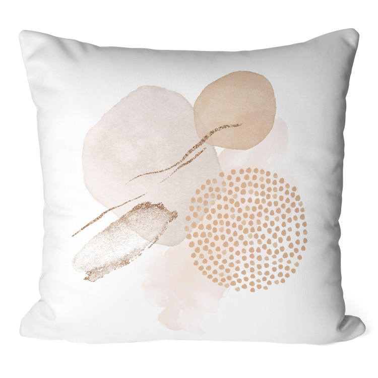 Decorative Microfiber Pillow Beige Shapes - A Subdued Composition With Watercolor Forms 151384
