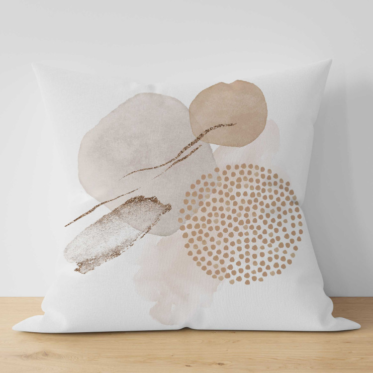 Decorative Microfiber Pillow Beige Shapes - A Subdued Composition With Watercolor Forms 151384 additionalImage 4