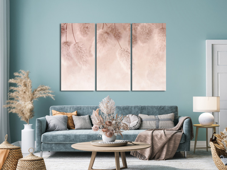 Canvas Print Pastel Boho - Pink Fluffy Composition With Plants 151784 additionalImage 3