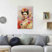 Canvas Portrait of Frida - A Woman on a Colorful Blurred Background With Flowers 152284 additionalThumb 9