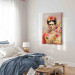 Canvas Portrait of Frida - A Woman on a Colorful Blurred Background With Flowers 152284 additionalThumb 4