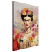 Canvas Portrait of Frida - A Woman on a Colorful Blurred Background With Flowers 152284 additionalThumb 2
