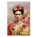 Canvas Portrait of Frida - A Woman on a Colorful Blurred Background With Flowers 152284